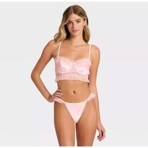 Target Women's Velvet & Mesh Pleated Lingerie Set - Auden™ Light Pink XL